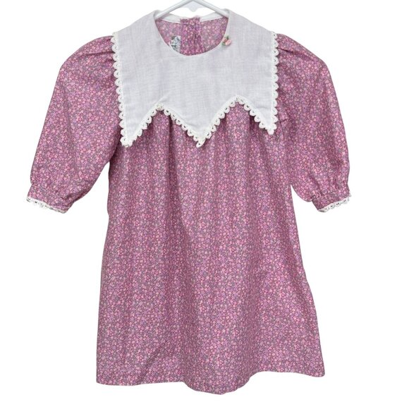 Sarah Louise Other - Sarah Louise Girls Dress Size 5 Purple Floral w/Puff Sleeves Lace Collar Vintage